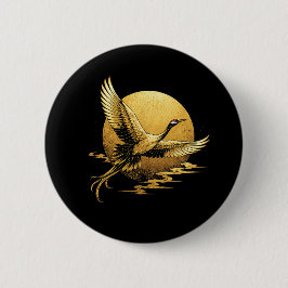 Gouden vlucht ronde button 5,7 cm