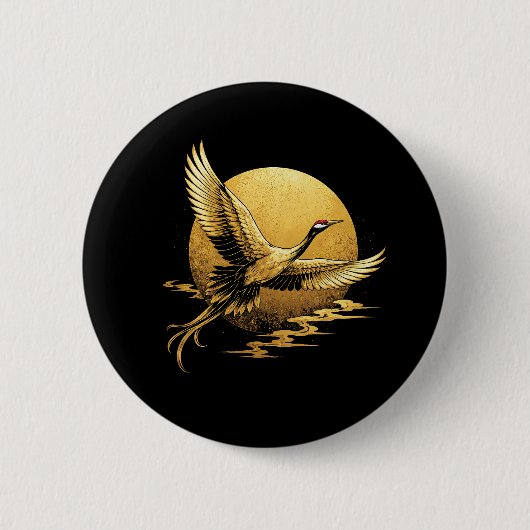 Gouden vlucht ronde button 5,7 cm (Voorkant)
