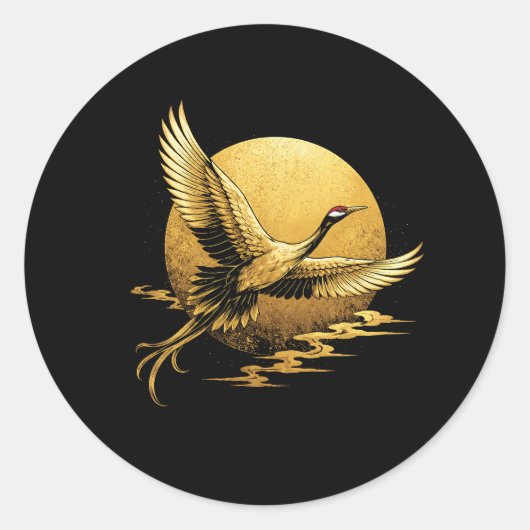 Gouden vlucht ronde sticker (Voorkant)