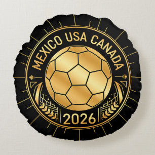 Gouden voetbalembleem 2026 Mexico VS Canada Rond Kussen