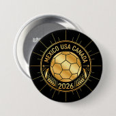 Gouden voetbalembleem 2026 | Mexico VS Canada Ronde Button 7,6 Cm (Voorkant /achterkant)