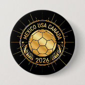 Gouden voetbalembleem 2026 | Mexico VS Canada Ronde Button 7,6 Cm (Voorkant)