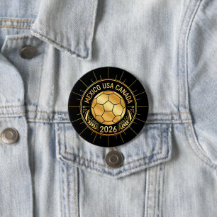Gouden voetbalembleem 2026   Mexico VS Canada Ronde Button 7,6 Cm