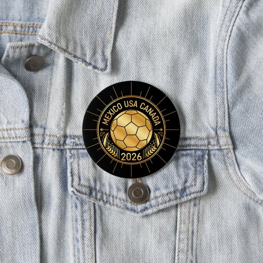 Gouden voetbalembleem 2026 | Mexico VS Canada Ronde Button 7,6 Cm (In situ)