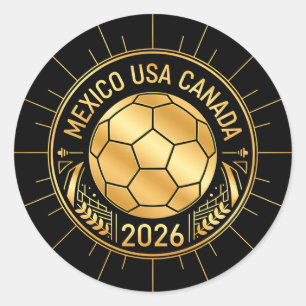 Gouden voetbalembleem 2026 Mexico VS Canada Ronde Sticker