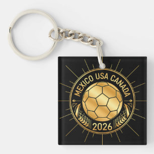 Gouden voetbalembleem 2026   Mexico VS Canada Sleutelhanger
