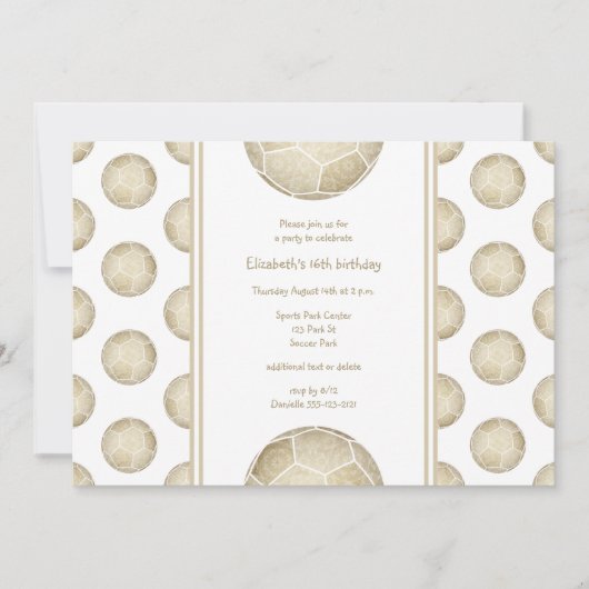 gouden voetballen patroonpartij kaart (Voorkant)