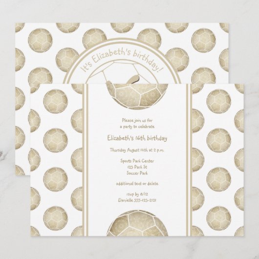 gouden voetballen patroonpartij kaart (Voorkant / Achterkant)