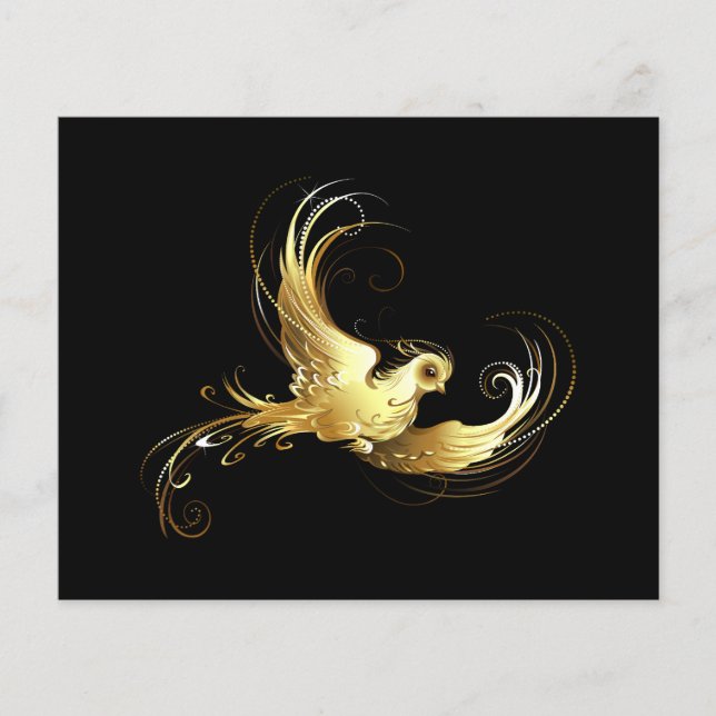 Gouden Vogel op Zwarte Achtergrond (Voorkant)