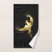 Gouden Vogel op Zwarte Achtergrond Bad Handdoek (Handdoek)