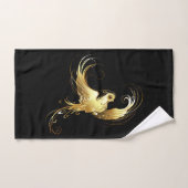 Gouden Vogel op Zwarte Achtergrond Bad Handdoek (Handdoek)