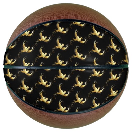 Gouden Vogel op Zwarte Achtergrond Basketbal (Voorkant)