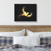 Gouden Vogel op Zwarte Achtergrond Canvas Afdruk (Insitu (Slaapkamer))