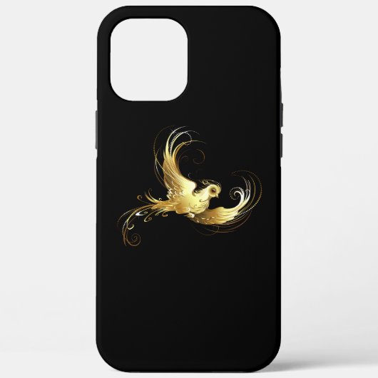 Gouden Vogel op Zwarte Achtergrond Case-Mate iPhone Case (Achterkant)