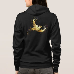 Gouden Vogel op Zwarte Achtergrond Hoodie