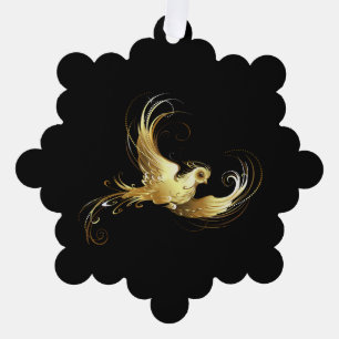 Gouden Vogel op Zwarte Achtergrond Ornament Kaart