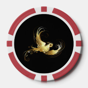 Gouden Vogel op Zwarte Achtergrond Poker Chips