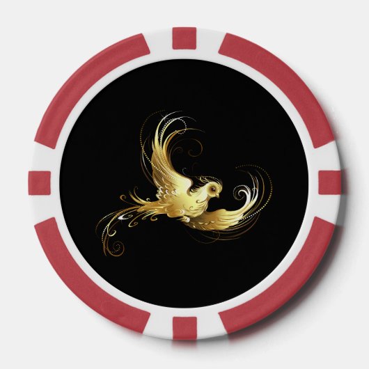 Gouden Vogel op Zwarte Achtergrond Poker Chips (Voorkant)