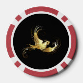 Gouden Vogel op Zwarte Achtergrond Poker Chips (Achterkant)