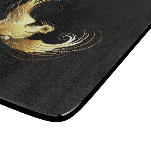 Gouden Vogel op Zwarte Achtergrond Snijplank (Hoek)