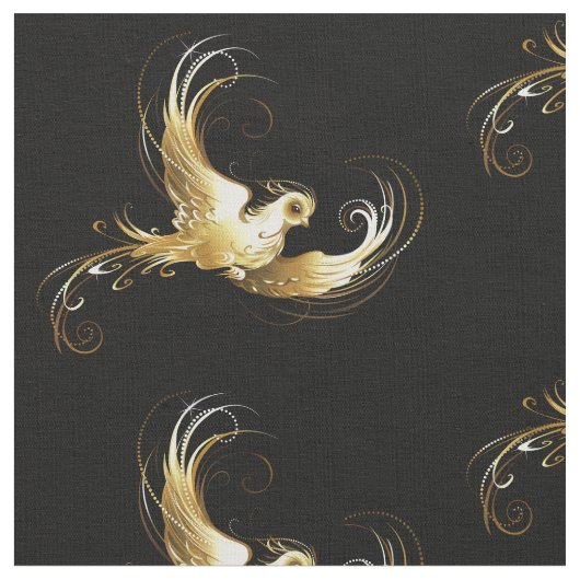 Gouden Vogel op Zwarte Achtergrond Stof (Close Up)