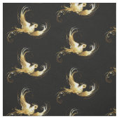 Gouden Vogel op Zwarte Achtergrond Stof (Swatch)