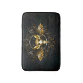 Gouden vogel schedel op zwarte achtergrond badmat (Voorkant Verticaal)