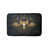 Gouden vogel schedel op zwarte achtergrond badmat (Voorkant)