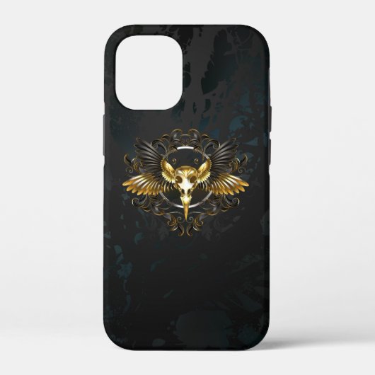 Gouden Vogel Schedel op Zwarte achtergrond Case-Mate iPhone Case (Achterkant)