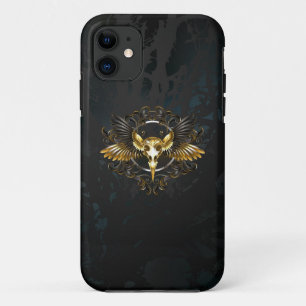 Gouden vogel schedel op zwarte achtergrond Case-Mate iPhone case