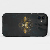 Gouden vogel schedel op zwarte achtergrond Case-Mate iPhone case (Achterkant (horizontaal))