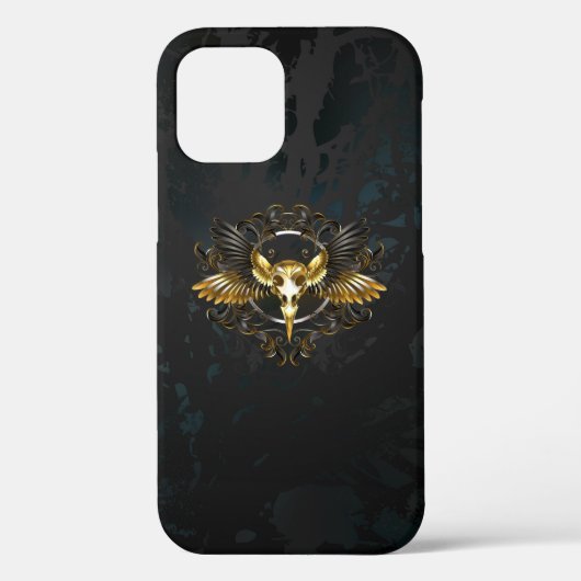 Gouden vogel schedel op zwarte achtergrond Case-Mate iPhone case (Achterkant)