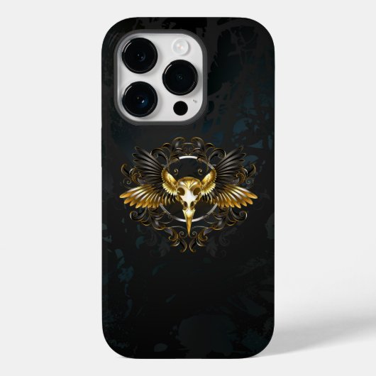Gouden vogel schedel op zwarte achtergrond Case-Mate iPhone case (Achterkant)