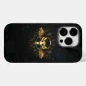 Gouden vogel schedel op zwarte achtergrond Case-Mate iPhone case (Achterkant (horizontaal))