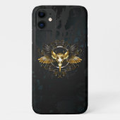 Gouden vogel schedel op zwarte achtergrond Case-Mate iPhone case (Achterkant)