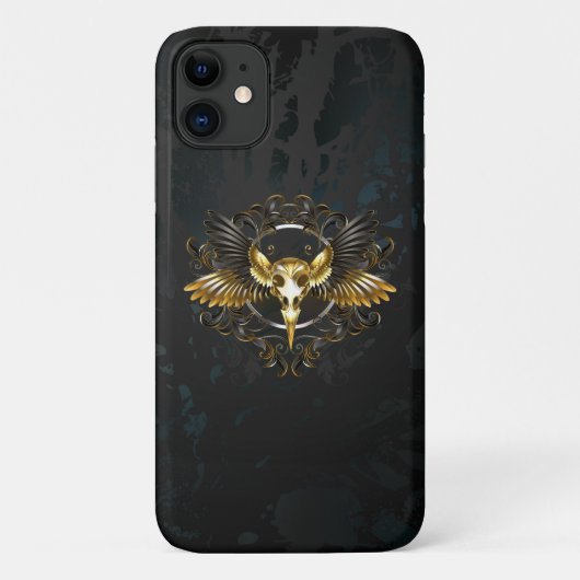 Gouden vogel schedel op zwarte achtergrond Case-Mate iPhone case (Achterkant)