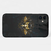 Gouden vogel schedel op zwarte achtergrond Case-Mate iPhone case (Achterkant (horizontaal))