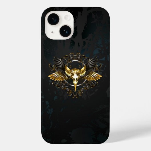 Gouden vogel schedel op zwarte achtergrond Case-Mate iPhone case (Achterkant)