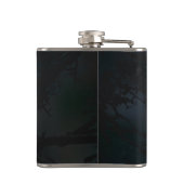 Gouden vogel schedel op zwarte achtergrond heupfles (Achterkant)