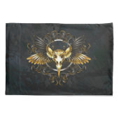 Gouden vogel schedel op zwarte achtergrond kussensloop (Achterkant)