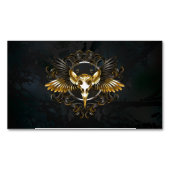 Gouden vogel schedel op zwarte achtergrond magnetisch visitekaartje (Voorkant)