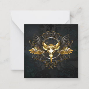 Gouden vogel schedel op zwarte achtergrond notitiekaartje