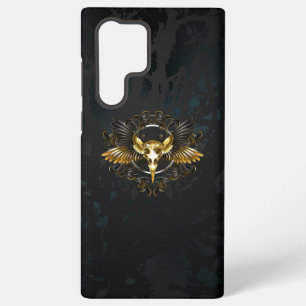 Gouden vogel schedel op zwarte achtergrond samsung galaxy hoesje