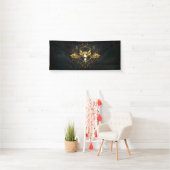 Gouden vogel schedel op zwarte achtergrond spandoek (Insitu)