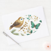 Gouden Vogel Smaragdvlinder Botanisch Ovale Sticker (Envelop)