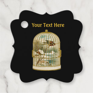 Gouden Vogelkooi met Vogelcabine Stroom Sneeuw Bin Bedankjes Labels