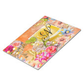 Gouden Vogels Bloementuin Roze Gele Rozen Parels Notitieblok (Schuin)