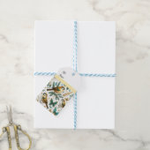 Gouden Vogels en Smaragd Vlinders Cadeaulabel (Met Touw)