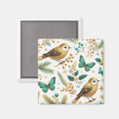 Gouden Vogels en Smaragd Vlinders Magneet (Voorkant / Achterkant)