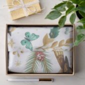 Gouden Vogels en Smaragd Vlinders Tissue Papier (Geschenk)